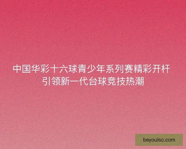 中国华彩十六球青少年系列赛精彩开杆 引领新一代台球竞技热潮