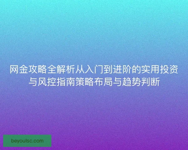 网金攻略全解析从入门到进阶的实用投资与风控指南策略布局与趋势判断